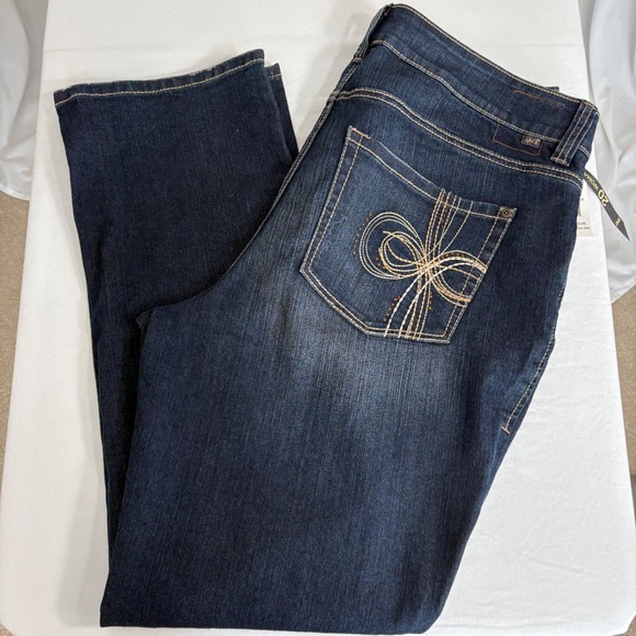 JAG Jeans Celia Women's Straight Leg Dark Wash Denim Embellished Size 20 NWT - Picture 1 of 7
